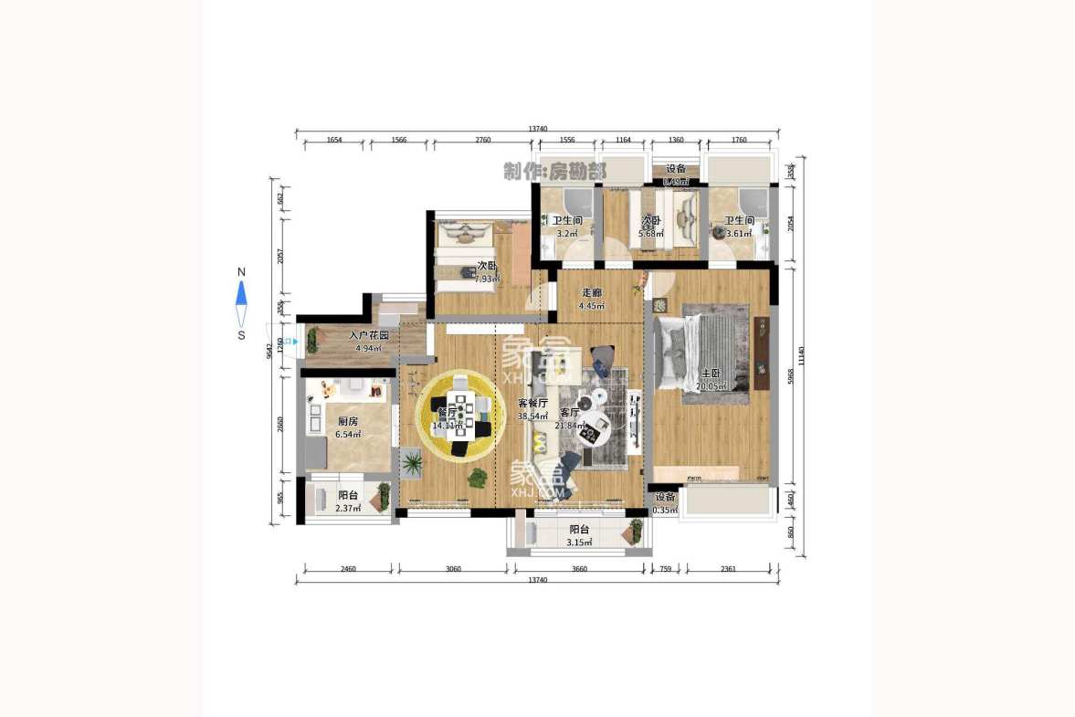 华润凤凰城三期  3室2厅1卫    2200.0元/月 华润凤凰城三期  3室2厅1卫    2200.0元/月户型图