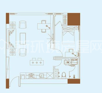 泊富公寓（泊富国际广场） 1室1厅1厨1卫 室内图1