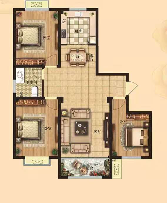 (长铁)秀石家园  3室1厅1卫   46.00万户型图