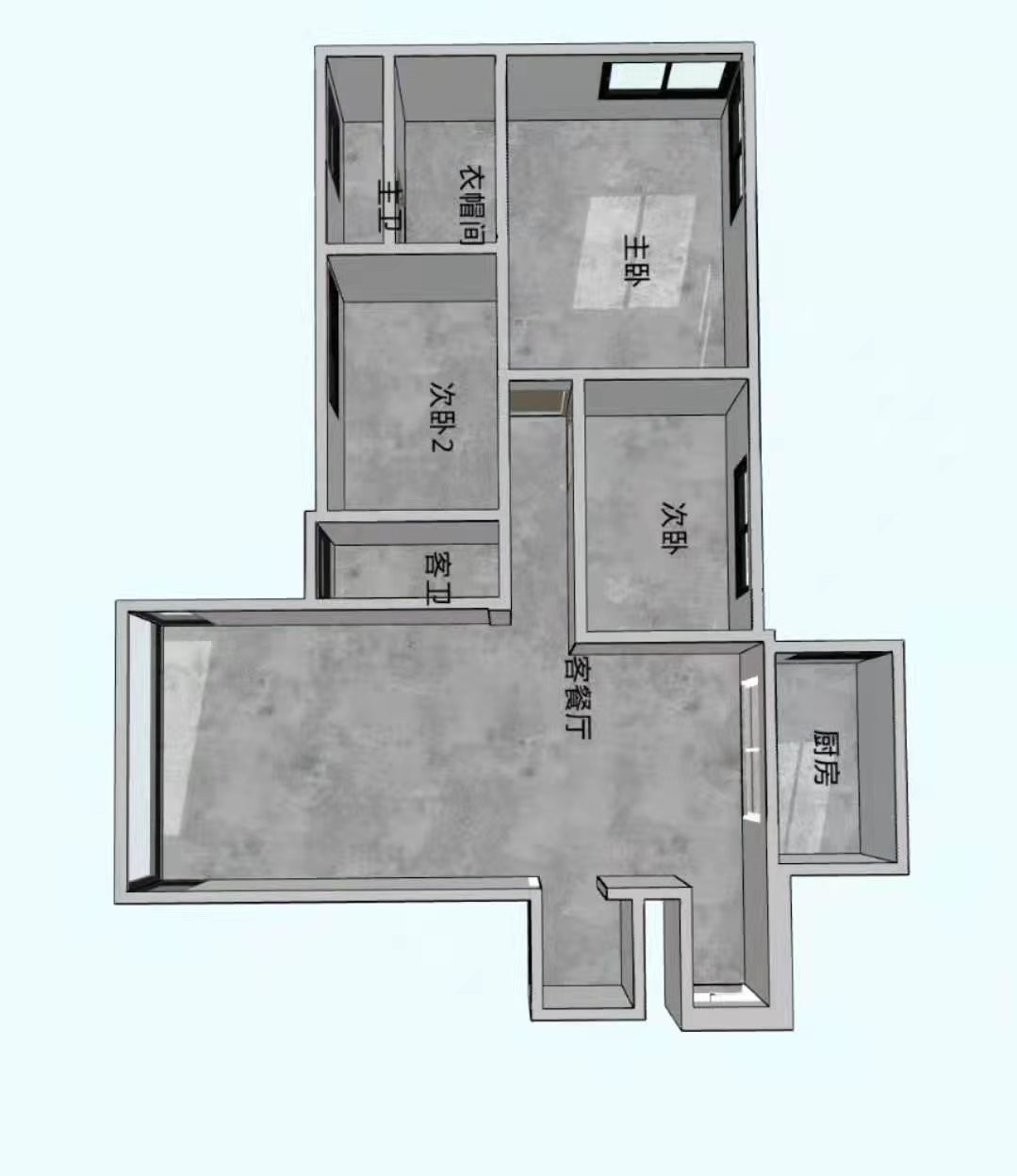 物质局家属楼（童家社区）  3室2厅1卫   1200.00元/月户型图