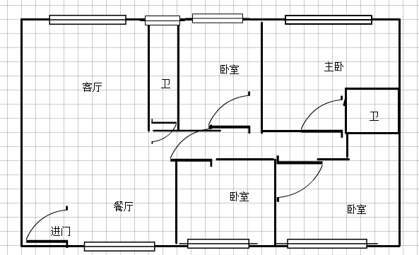 人事局家属房  4室2厅2卫   102.80万户型图
