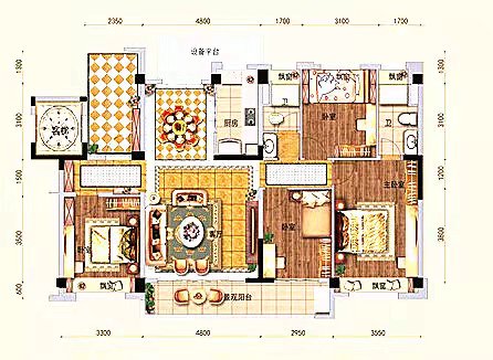 碧桂园豪园-二期  4室2厅1卫   118.00万户型图