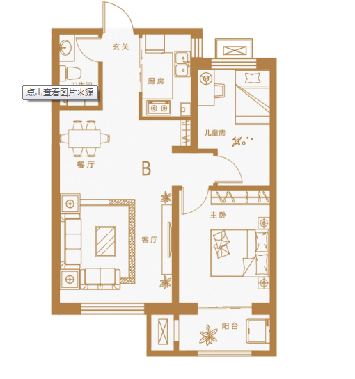 三益家园  3室2厅2卫   2200.00元/月户型图