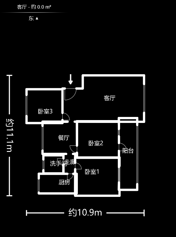 林科大教师单位房  3室2厅1卫    2300.0元/月户型图