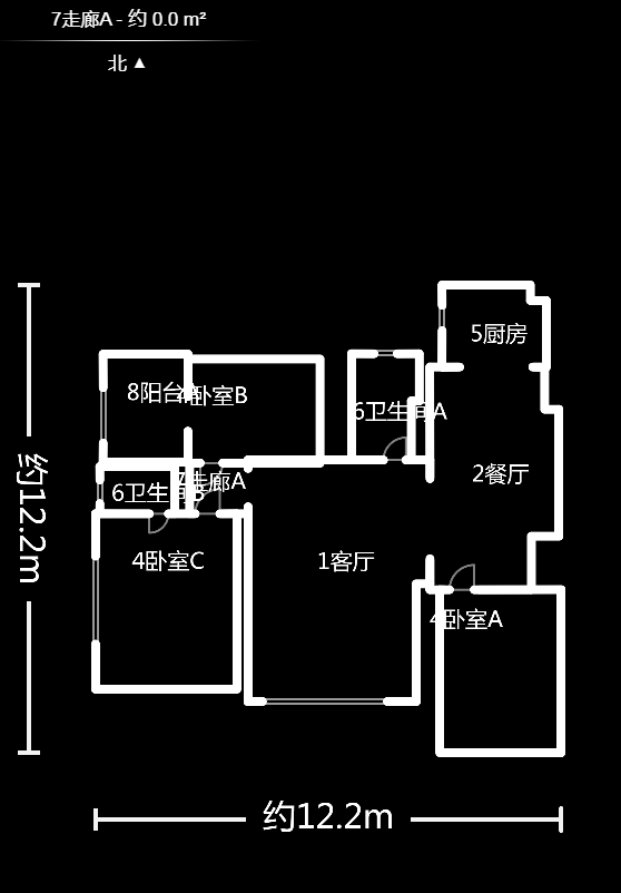 洪山家园  3室2厅2卫   2100.00元/月户型图
