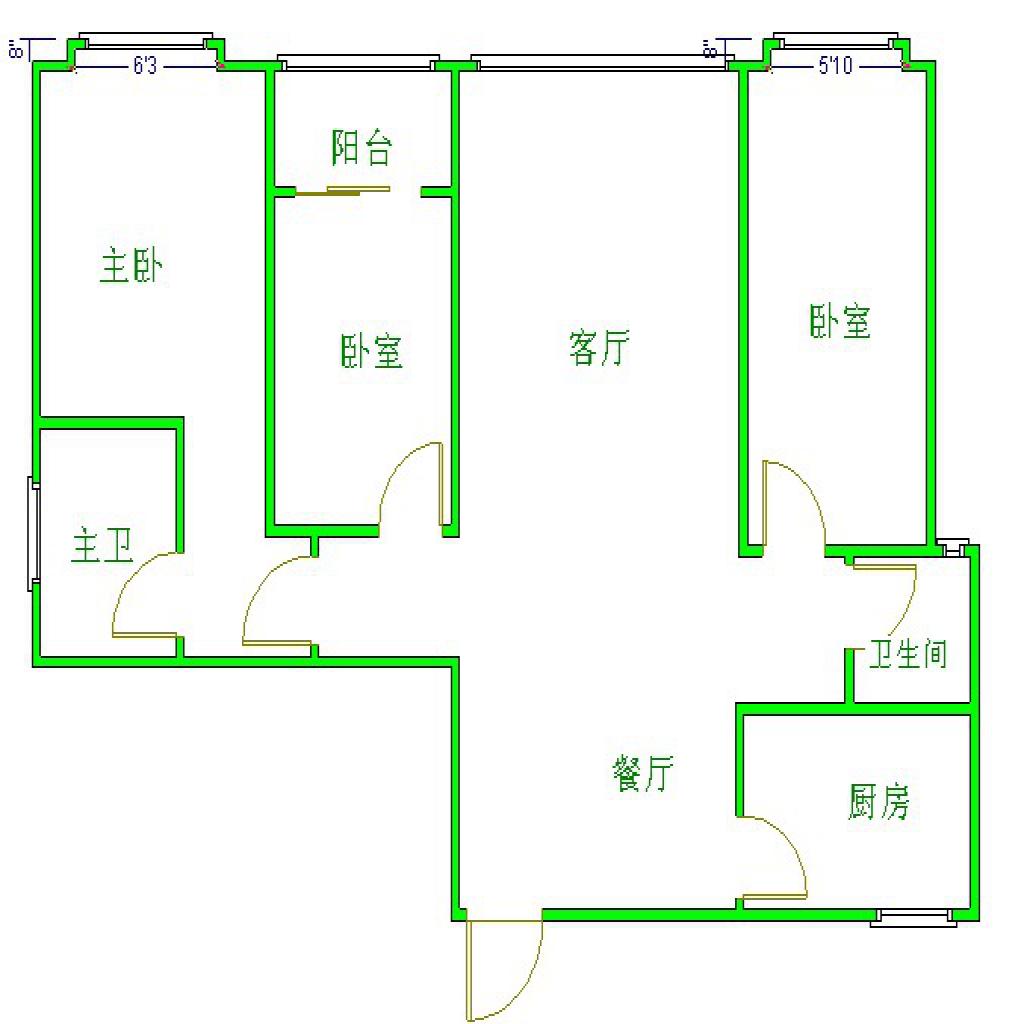 华都星公馆一期  3室2厅1卫   77.00万户型图