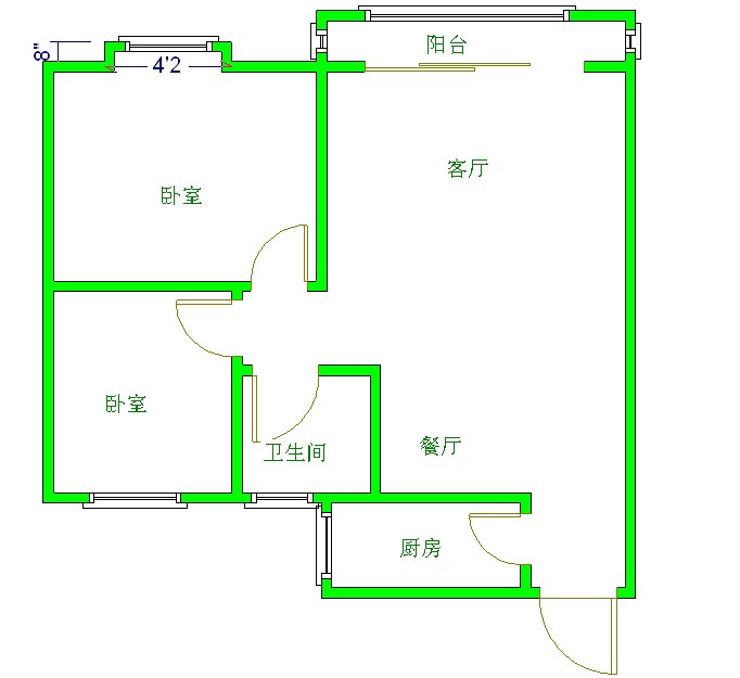 武青嘉苑  2室1厅1卫   45.00万户型图