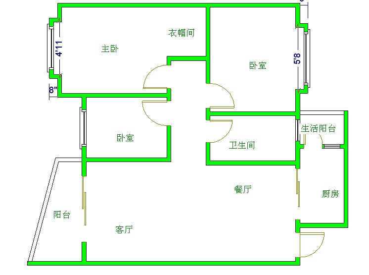 蓝光.诺丁山  3室2厅1卫   93.00万户型图