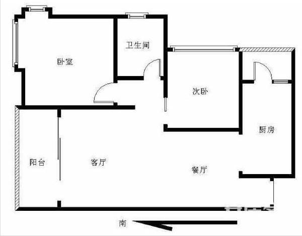 保利花园二期  2室2厅1卫   65.00万户型图