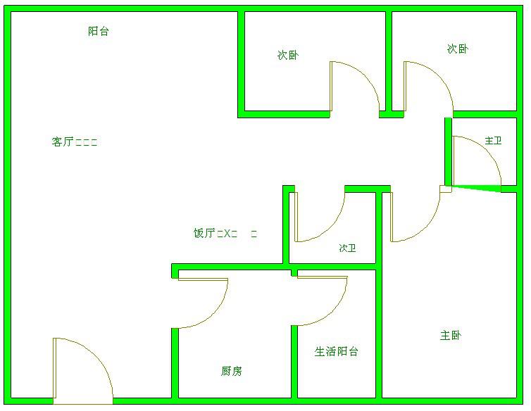 兴元嘉园  3室2厅2卫   80.00万户型图