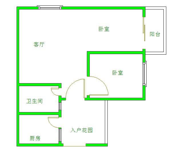 元益花园  2室1厅1卫   55.00万户型图