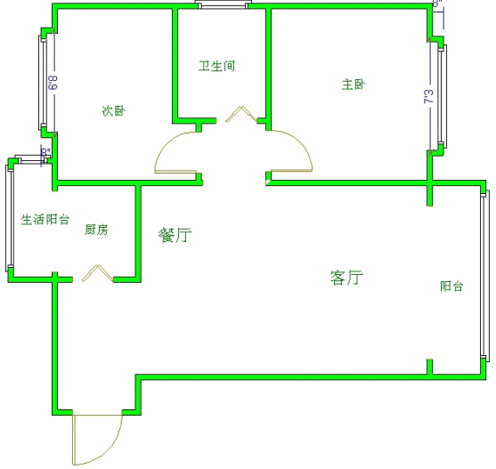 华都星公馆一期  2室2厅1卫   63.00万户型图