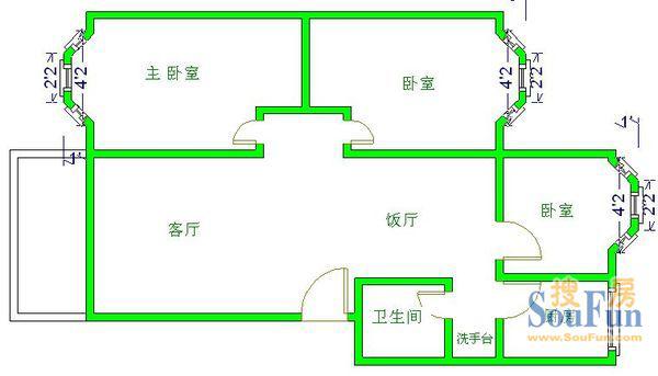 榕苑  3室2厅1卫   63.00万户型图