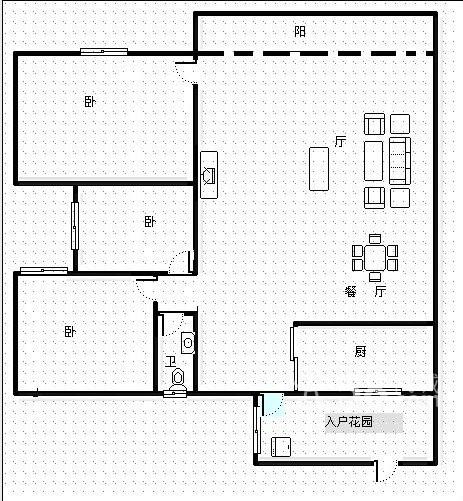 元益花园  3室2厅1卫   75.00万室内图1