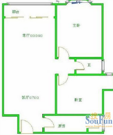 上道西城  2室2厅1卫   1000.00元/月室内图1