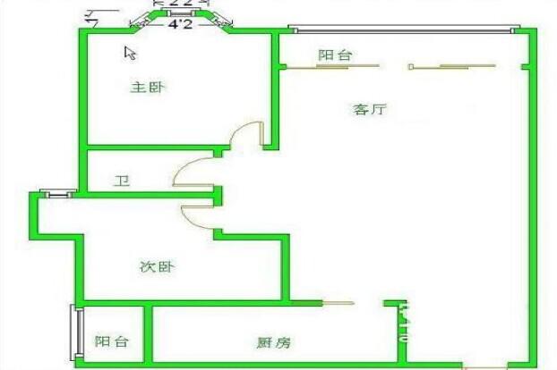 上道西城  2室1厅1卫   58.00万室内图1