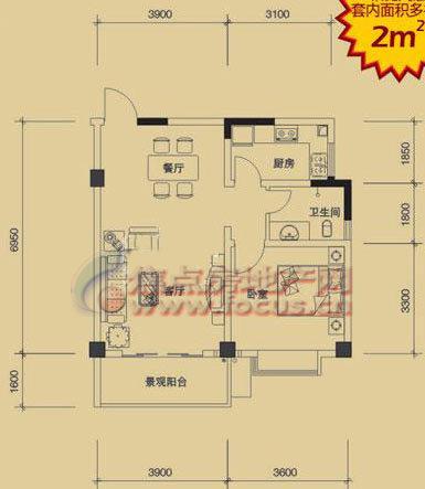 兴城融域  1室1厅1卫   45.00万室内图1