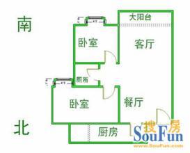 锦绣光华  2室2厅1卫   57.00万室内图1