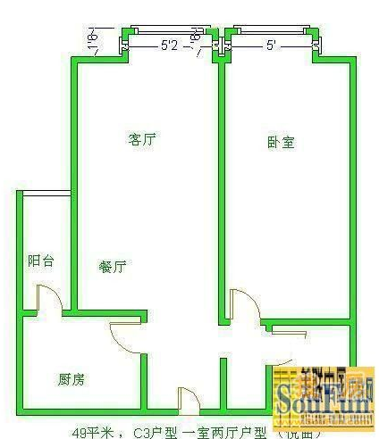 蓝光sofa社区  1室1厅1卫   1500.00元/月室内图1