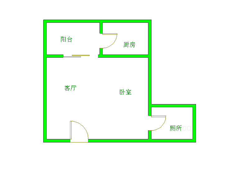 左右小区  1室1厅1卫   1300.00元/月室内图1