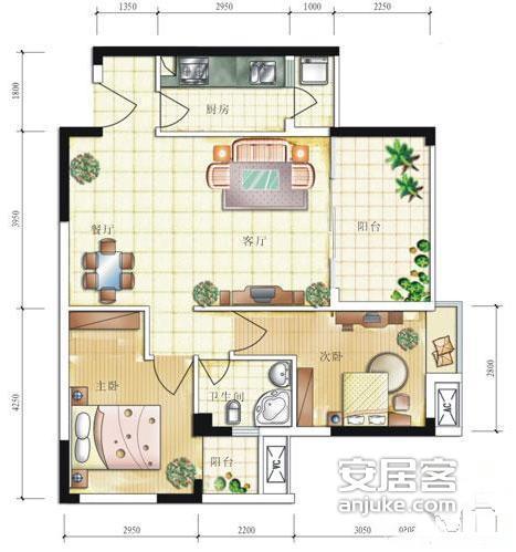 富诗特  2室1厅1卫   68.00万室内图1