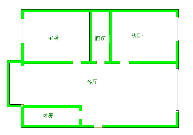 馨光华庭  2室1厅1卫   1500.00元/月室内图