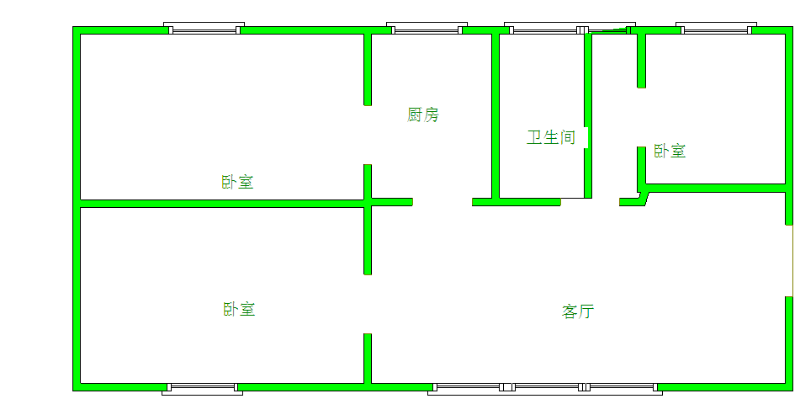 贝森园  3室1厅1卫   2200.00元/月户型图