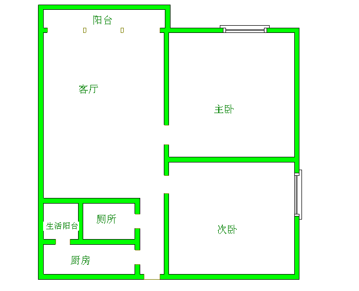 锦绣光华  2室1厅1卫   1400.00元/月户型图