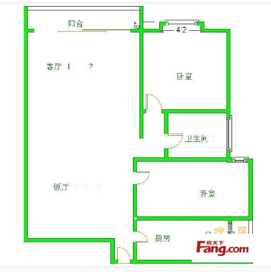 锦绣光华  2室1厅1卫   1200.00元/月室内图1