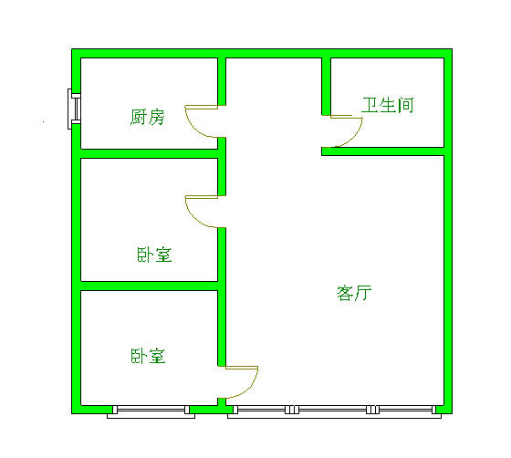 锦绣鹏城  2室1厅1卫   1500.00元/月室内图1