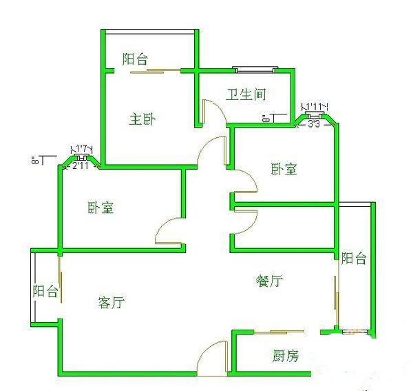 锦绣光华  3室2厅2卫   1700.00元/月室内图1