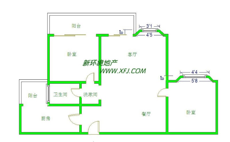 武海.中华锦绣  2室1厅1卫   2000.00元/月室内图1