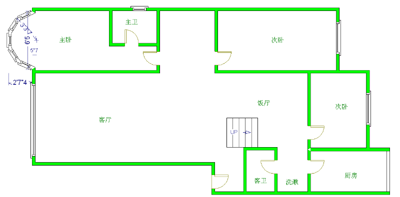 二十一世纪花园3期（千禧园）  3室2厅1卫   2500.00元/月室内图1