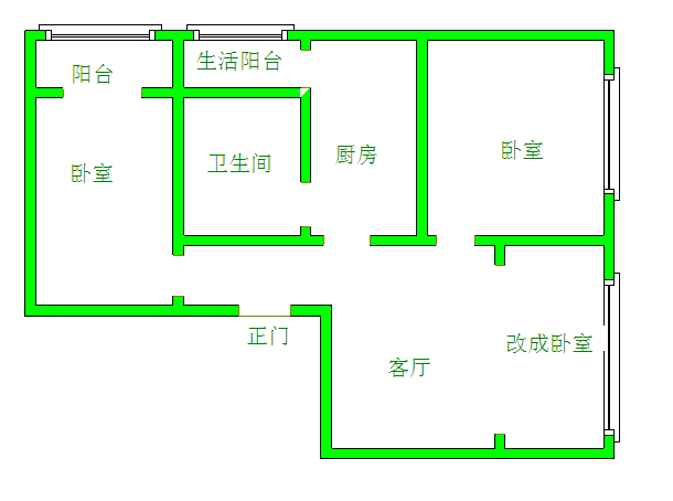 尚房国际  3室1厅1卫   1800.00元/月室内图1