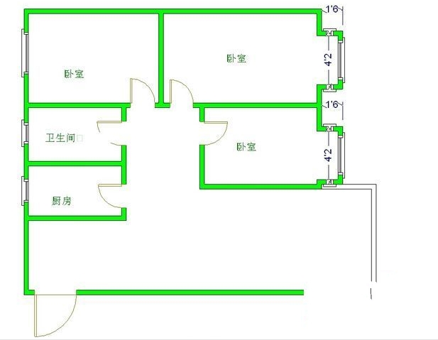 锦绣光华  3室2厅1卫   2100.00元/月室内图1