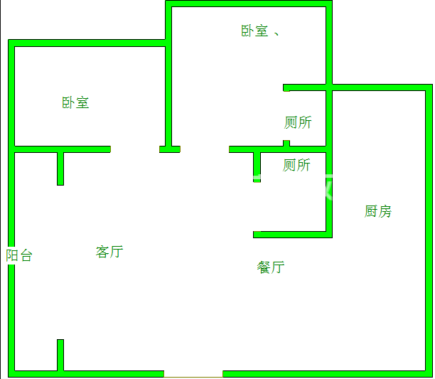 都城雅颂居  2室2厅1卫   3200.00元/月室内图1