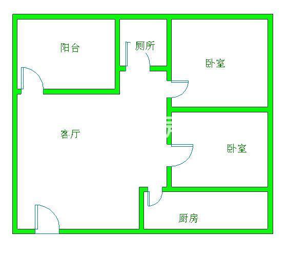 清河庭苑  2室1厅1卫   1400.00元/月室内图1