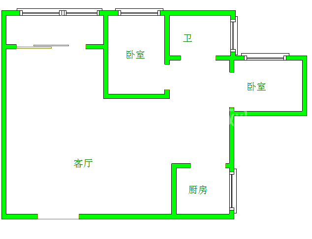 都城雅颂居二期  2室1厅1卫   3100.00元/月室内图1