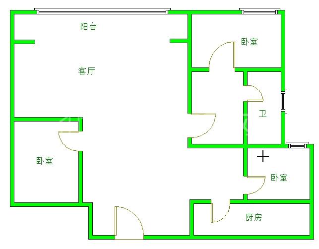 锦绣光华  3室1厅1卫   2100.00元/月室内图1