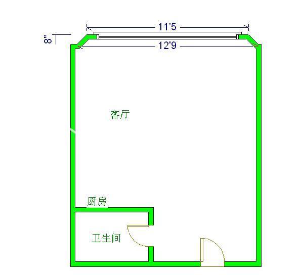 建发金沙里  1室1厅1卫   2100.00元/月户型图