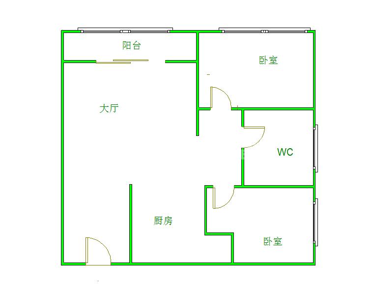 光华美邻  2室1厅1卫   2600.00元/月室内图1