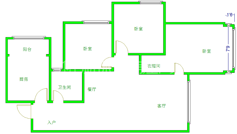 长虹和悦府  3室1厅1卫   148.00万室内图1