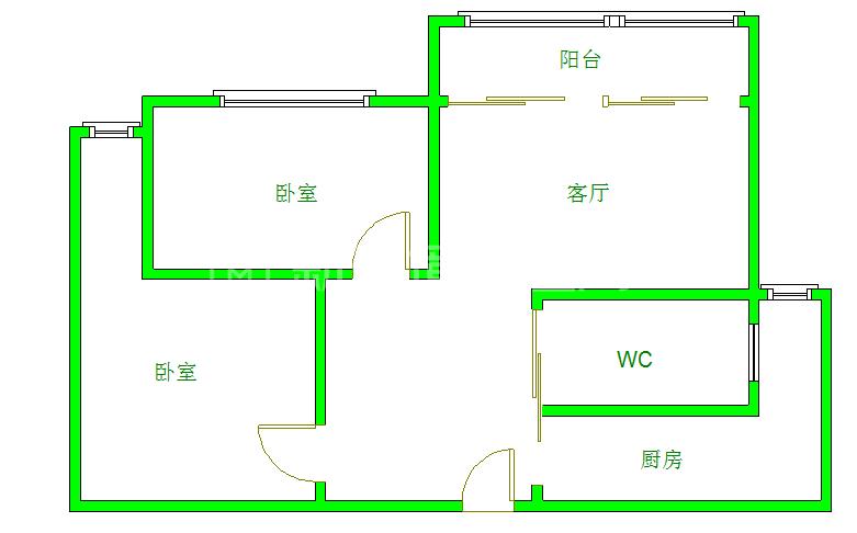 颐和京都  2室1厅1卫   1600.00元/月室内图1