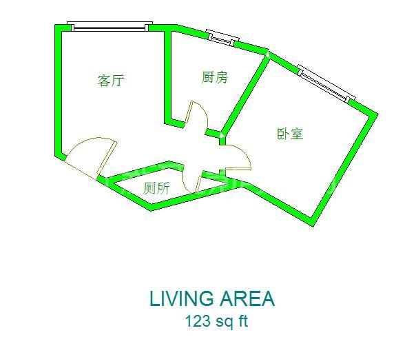 香格里拉  1室1厅1卫   2100.00元/月室内图1