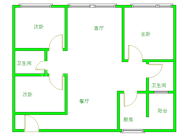 卧龙晓城  3室1厅1卫   3200.00元/月室内图1