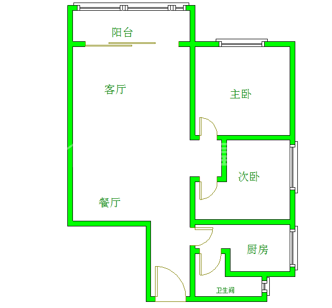 香格里拉  2室2厅1卫   2000.00元/月室内图1