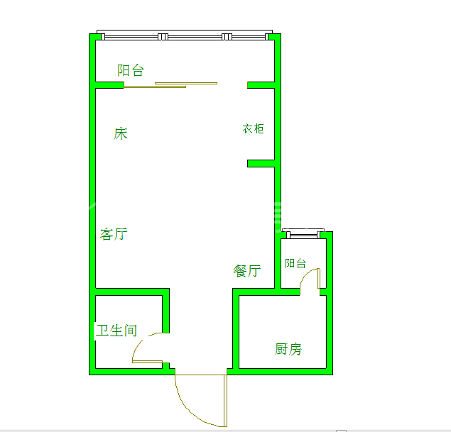 双玺  1室1厅1卫   1600.00元/月室内图1