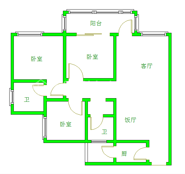 颐和京都  3室1厅1卫   1800.00元/月室内图1