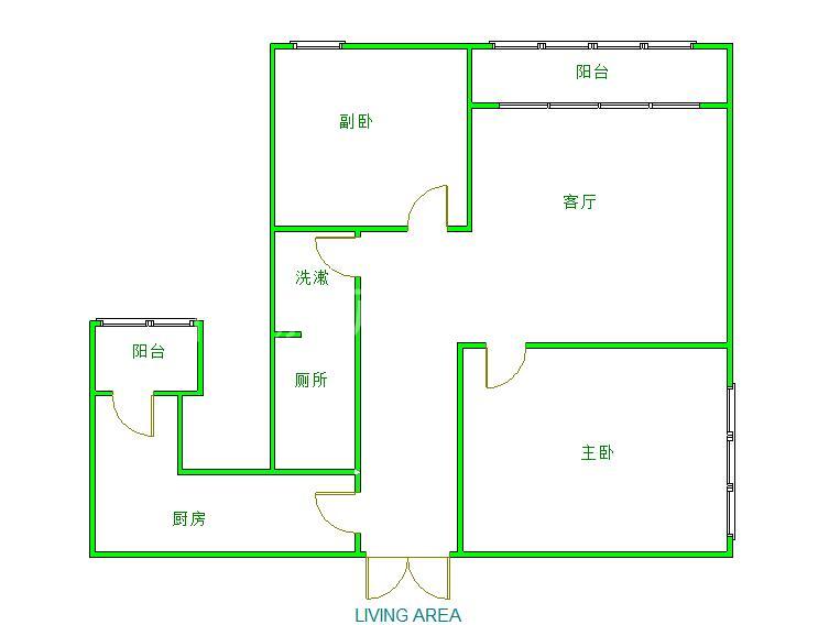 凯德风尚  2室1厅1卫   2300.00元/月室内图1