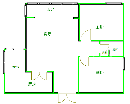 凯德风尚  2室1厅1卫   2600.00元/月室内图1